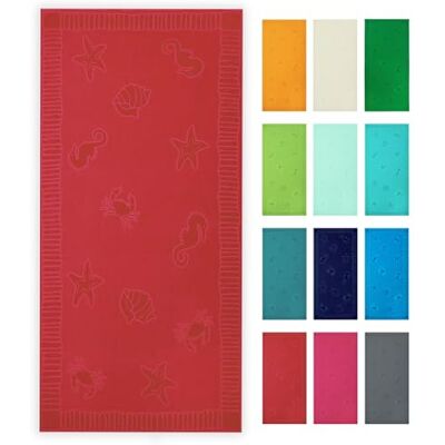 ZOLLNER Strandtuch hautfreundliches und saugstarkes Handtuch in 100x200 cm waschbar bis 60°C Baumwolle in rot eingewebte Meerestiermotive Oeko Tex® Zertifiziert ZOLLNER Strandtuch hautfreundliches und saugstarkes Handtuch in 100x200 cm waschbar bis 60°C Baumwolle in rot eingewebte Meerestiermotive Oeko Tex® Zertifiziert