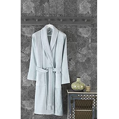 Questo Casa , Bademantel, Bademantel für Herren, Bademantel mit Schalkragen und 2 Fronttaschen, 16/1 Bambus, Dobby, 400 g/m2, L Eisblau Questo Casa , Bademantel, Bademantel für Herren, Bademantel mit Schalkragen und 2 Fronttaschen, 16/1 Bambus, Dobby, 400 g/m2, L Eisblau