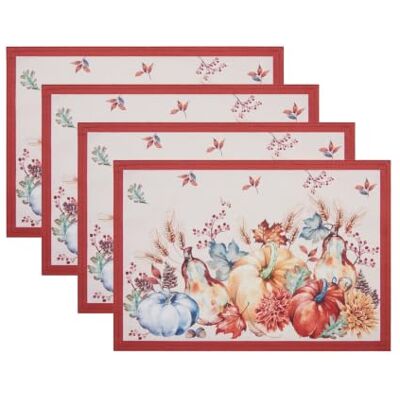 Threadmade Elrene Home Fashions Botanical Harvest Tischsets, Kürbisdesign, 33 x 48,3 cm, 4 Stück Threadmade Elrene Home Fashions Botanical Harvest Tischsets, Kürbisdesign, 33 x 48,3 cm, 4 Stück