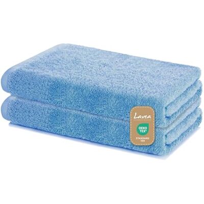 Lavea ® Sydney 2er Duschtucher Set 60x120 cm Delphinblau 100% Baumwolle – Weiche Frottee Duschtücher, saugstarkes Handtuch Set für Bad, OEKO-TEX® Standard 100 Lavea ® Sydney 2er Duschtucher Set 60x120 cm Delphinblau 100% Baumwolle – Weiche Frottee Duschtücher, saugstarkes Handtuch Set für Bad, OEKO-TEX® Standard 100