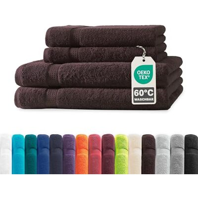 Müskaan ® 4er Handtuch Set Braun, 100% Baumwolle, 500g/m² – 2X Duschtuch 70x140cm & 2X Handtuch 50x100cm – Öko-Tex, Frottee Handtücher Set Baumwolle, Handtuchset Braun, 60°C waschbar, Frotteetücher Müskaan ® 4er Handtuch Set Braun, 100% Baumwolle, 500g/m² – 2X Duschtuch 70x140cm & 2X Handtuch 50x100cm – Öko-Tex, Frottee Handtücher Set Baumwolle, Handtuchset Braun, 60°C waschbar, Frotteetücher
