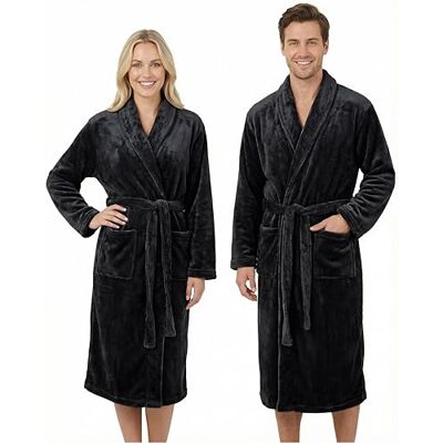 Gräfenstayn ® Damen & Herren Kuschelfleece Bademantel ohne Kapuze mit Öko-Tex Standard 100 in Größe S-XXXL Gräfenstayn ® Damen & Herren Kuschelfleece Bademantel ohne Kapuze mit Öko-Tex Standard 100 in Größe S-XXXL