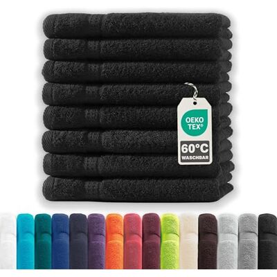 Müskaan ® 8er Handtuch Set Schwarz, 100% Baumwolle, 50x30cm, 500g/m² – Öko-Tex, Frottee Handtücher Set Baumwolle, Gästetücher 30x50cm, Handtuchset Schwarz für Bad, 60°C waschbar, Frotteetücher Müskaan ® 8er Handtuch Set Schwarz, 100% Baumwolle, 50x30cm, 500g/m² – Öko-Tex, Frottee Handtücher Set Baumwolle, Gästetücher 30x50cm, Handtuchset Schwarz für Bad, 60°C waschbar, Frotteetücher