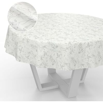 ANRO Wachstuch-Tischdecke Tischdecke abwaschbar Wachstuch Garten-Tischdecke Outdoor Indoor Rund 140cm Schnittkante Blätter Grau ANRO Wachstuch-Tischdecke Tischdecke abwaschbar Wachstuch Garten-Tischdecke Outdoor Indoor Rund 140cm Schnittkante Blätter Grau