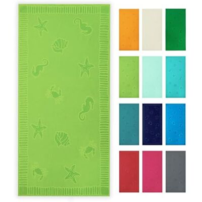 ZOLLNER Strandtuch hautfreundliches und saugstarkes Handtuch in 100x200 cm waschbar bis 60°C Baumwolle in hellgrün eingewebte Meerestiermotive Oeko Tex® Zertifiziert ZOLLNER Strandtuch hautfreundliches und saugstarkes Handtuch in 100x200 cm waschbar bis 60°C Baumwolle in hellgrün eingewebte Meerestiermotive Oeko Tex® Zertifiziert