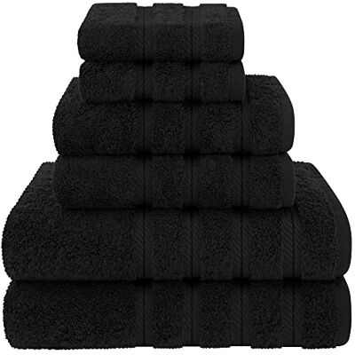 American Soft Linen 6-teiliges Handtuch-Set aus 100% türkischer echter Baumwolle für Bad und Küche, 2 Badetücher, 2 Handtücher und 2 Waschlappen, Schwarz American Soft Linen 6-teiliges Handtuch-Set aus 100% türkischer echter Baumwolle für Bad und Küche, 2 Badetücher, 2 Handtücher und 2 Waschlappen, Schwarz