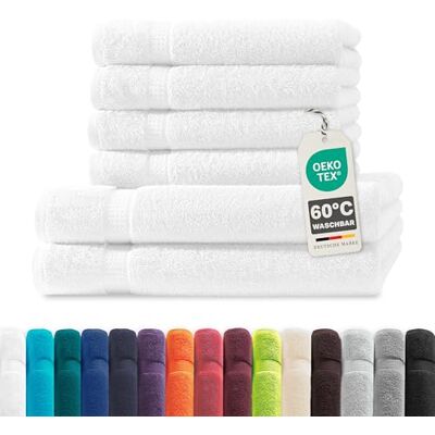 Müskaan ® 6er Handtuch Set Weiß, 100% Baumwolle, 500g/m² – 2X Duschtuch 70x140cm & 4X Handtuch 50x100cm – Öko-Tex, Frottee Handtücher Set Baumwolle, Handtuchset Weiß, 60°C waschbar, Frotteetücher Müskaan ® 6er Handtuch Set Weiß, 100% Baumwolle, 500g/m² – 2X Duschtuch 70x140cm & 4X Handtuch 50x100cm – Öko-Tex, Frottee Handtücher Set Baumwolle, Handtuchset Weiß, 60°C waschbar, Frotteetücher