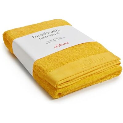 S. Oliver Luxus Frottee Duschtuch 70x140 cm gelb 100% Baumwolle Großes Bad-Handtuch sonnengelb, OEKO-TEX® zertifiziert, waschbar & weich, 600 g/m² dick, Aufhänger & Marken Logostick S. Oliver Luxus Frottee Duschtuch 70x140 cm gelb 100% Baumwolle Großes Bad-Handtuch sonnengelb, OEKO-TEX® zertifiziert, waschbar & weich, 600 g/m² dick, Aufhänger & Marken Logostick