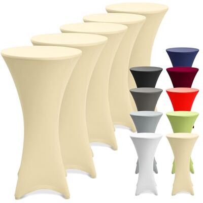 Beautissu 5er Set Stretch Stehtisch Hussen für Stehtische waschbar 80cm Creme bügelfrei Stehtischhussen Verstärkung Fußbereich Tischhusse Tischdecke rutschfest Bezug Bistro Party Stella Beautissu 5er Set Stretch Stehtisch Hussen für Stehtische waschbar 80cm Creme bügelfrei Stehtischhussen Verstärkung Fußbereich Tischhusse Tischdecke rutschfest Bezug Bistro Party Stella