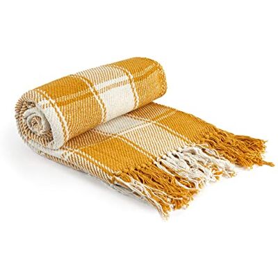 Emma Barclay Frisco Überwurf, recycelte Baumwolle, traditionelles Karomuster, für Stuhl, Sofa, Sofa, Überwurf, Decke, 178 x 254 cm, Ockergelb Emma Barclay Frisco Überwurf, recycelte Baumwolle, traditionelles Karomuster, für Stuhl, Sofa, Sofa, Überwurf, Decke, 178 x 254 cm, Ockergelb