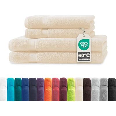 Müskaan ® 4er Handtuch Set Beige, 100% Baumwolle, 500g/m² – 2X Duschtuch 70x140cm & 2X Handtuch 50x100cm – Öko-Tex, Frottee Handtücher Set Baumwolle, Handtuchset Beige, 60°C waschbar, Frotteetücher Müskaan ® 4er Handtuch Set Beige, 100% Baumwolle, 500g/m² – 2X Duschtuch 70x140cm & 2X Handtuch 50x100cm – Öko-Tex, Frottee Handtücher Set Baumwolle, Handtuchset Beige, 60°C waschbar, Frotteetücher