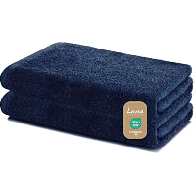 Lavea ® Sydney 2er Duschtucher Set 60x120 cm Navy 100% Baumwolle – Weiche Frottee Duschtücher, saugstarkes Handtuch Set für Bad, OEKO-TEX® Standard 100 Lavea ® Sydney 2er Duschtucher Set 60x120 cm Navy 100% Baumwolle – Weiche Frottee Duschtücher, saugstarkes Handtuch Set für Bad, OEKO-TEX® Standard 100