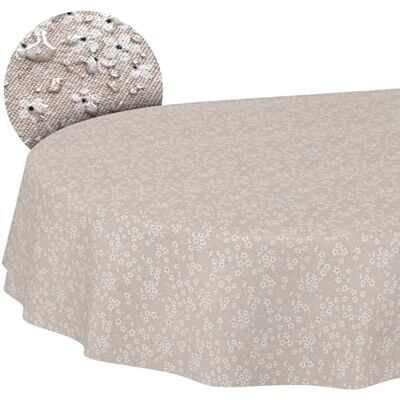 ANRO Stoff Tischdecke Tischwäsche Textil Tischtuch Baumwolle Polyester Gewebe abwaschbar pflegeleicht, in rund oval eckig Violen Beige Oval 180x140cm Schnittkante ANRO Stoff Tischdecke Tischwäsche Textil Tischtuch Baumwolle Polyester Gewebe abwaschbar pflegeleicht, in rund oval eckig Violen Beige Oval 180x140cm Schnittkante