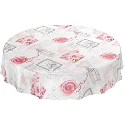 ANRO Tischdecke Wachstuchtischdecke Wachstuch Wachstischdecke pflegeleicht abwaschbar Rosen Landhaus Antik Grau Rund 140cm, Schnittkante ANRO Tischdecke Wachstuchtischdecke Wachstuch Wachstischdecke pflegeleicht abwaschbar Rosen Landhaus Antik Grau Rund 140cm, Schnittkante