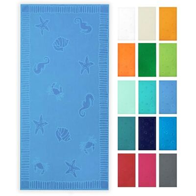 ZOLLNER Strandtuch hautfreundliches und saugstarkes Handtuch in 100x200 cm waschbar bis 60°C Baumwolle in Mittelblau eingewebte Meerestiermotive Oeko Tex® Zertifiziert ZOLLNER Strandtuch hautfreundliches und saugstarkes Handtuch in 100x200 cm waschbar bis 60°C Baumwolle in Mittelblau eingewebte Meerestiermotive Oeko Tex® Zertifiziert