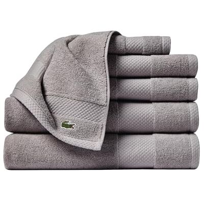 Lacoste Heritage Supima Cotton 6-teiliges Handtuch-Set, 2 Badetücher, 2 Handtücher, 2 Waschlappen, Meteorit Hochsaugfähig & schnell trocknend, Badezimmer-Essential, maschinenwaschbar Lacoste Heritage Supima Cotton 6-teiliges Handtuch-Set, 2 Badetücher, 2 Handtücher, 2 Waschlappen, Meteorit Hochsaugfähig & schnell trocknend, Badezimmer-Essential, maschinenwaschbar