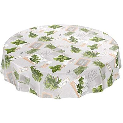 ANRO Tischdecke Wachstuchtischdecke Wachstuch Wachstischdecke pflegeleicht abwaschbar Kräuter Grün Beige Bio Basilikum Rund 140cm ANRO Tischdecke Wachstuchtischdecke Wachstuch Wachstischdecke pflegeleicht abwaschbar Kräuter Grün Beige Bio Basilikum Rund 140cm