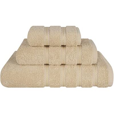 American Soft Linen Premium 3-teiliges Handtuch-Set, 1 Badetuch, 1 Handtuch, 1 Waschlappen, 100% Baumwolle, türkische Handtücher für Badezimmer, Beige American Soft Linen Premium 3-teiliges Handtuch-Set, 1 Badetuch, 1 Handtuch, 1 Waschlappen, 100% Baumwolle, türkische Handtücher für Badezimmer, Beige