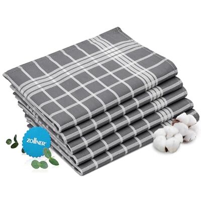 ZOLLNER 5er Set Geschirrtücher, 50x70 cm, 100% Baumwolle, grau weiß kariert ZOLLNER 5er Set Geschirrtücher, 50x70 cm, 100% Baumwolle, grau weiß kariert