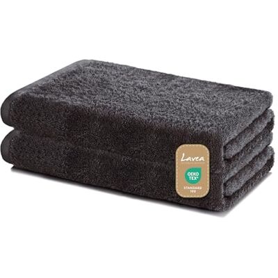 Lavea ® Sydney 2er Duschtucher Set 60x120 cm Anthrazit 100% Baumwolle – Weiche Frottee Duschtücher, saugstarkes Handtuch Set für Bad, OEKO-TEX® Standard 100 Lavea ® Sydney 2er Duschtucher Set 60x120 cm Anthrazit 100% Baumwolle – Weiche Frottee Duschtücher, saugstarkes Handtuch Set für Bad, OEKO-TEX® Standard 100