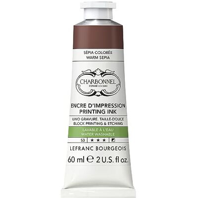 Lefranc Bourgeois 301502 Charbonnel, wasserabwaschbare Kupferdruckfarbe mit ausgezeichnete Lichtechtheit, Vegan, 100 Prozent Lösemittelfrei 60ml Tube Sepia Warm Lefranc Bourgeois 301502 Charbonnel, wasserabwaschbare Kupferdruckfarbe mit ausgezeichnete Lichtechtheit, Vegan, 100 Prozent Lösemittelfrei 60ml Tube Sepia Warm