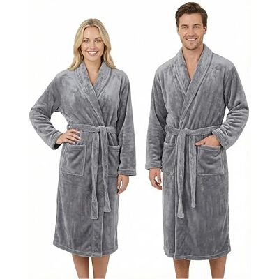 Gräfenstayn ® Damen & Herren Kuschelfleece Bademantel ohne Kapuze mit Öko-Tex Standard 100 in Größe S-XXXL Gräfenstayn ® Damen & Herren Kuschelfleece Bademantel ohne Kapuze mit Öko-Tex Standard 100 in Größe S-XXXL