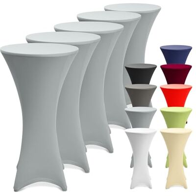 Beautissu 5er Set Stretch Stehtisch Hussen für Stehtische waschbar 70cm Silber bügelfrei Stehtischhussen Verstärkung Fußbereich Tischhusse Tischdecke rutschfest Bezug Bistro Party Stella Beautissu 5er Set Stretch Stehtisch Hussen für Stehtische waschbar 70cm Silber bügelfrei Stehtischhussen Verstärkung Fußbereich Tischhusse Tischdecke rutschfest Bezug Bistro Party Stella