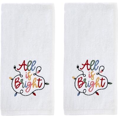 SKL Home Christmas All is Bright Handtuch, 2-teiliges Set für Bad/Küche/Bar und Geschenk, Optisches Weiß SKL Home Christmas All is Bright Handtuch, 2-teiliges Set für Bad/Küche/Bar und Geschenk, Optisches Weiß
