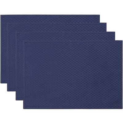 ColorBird Waffel-Jacquard-Tischsets, 4er-Set, waschbare Tischsets für Küchentisch, hitzebeständige Esstischmatten, Mikrofaser-Stoff, Marineblau, Tischsets, 33 x 48 cm ColorBird Waffel-Jacquard-Tischsets, 4er-Set, waschbare Tischsets für Küchentisch, hitzebeständige Esstischmatten, Mikrofaser-Stoff, Marineblau, Tischsets, 33 x 48 cm