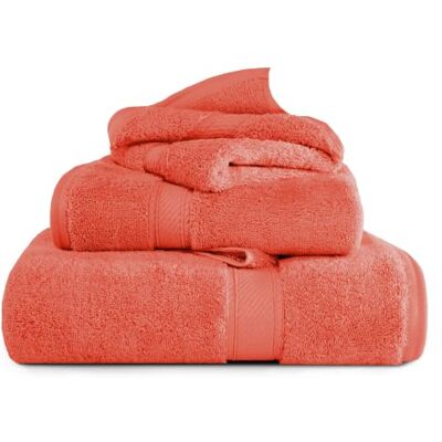 Superior , ägyptische Baumwolle, 3-teiliges Handtuch-Set, 1 Badetuch, 1 Handtuch, 1 Gesichtshandtuch/Waschlappen, schwer, ultraweiche Handtücher, Dicker Plüsch, Gästebad, Spa, Hotelbad, Korallenrot Superior , ägyptische Baumwolle, 3-teiliges Handtuch-Set, 1 Badetuch, 1 Handtuch, 1 Gesichtshandtuch/Waschlappen, schwer, ultraweiche Handtücher, Dicker Plüsch, Gästebad, Spa, Hotelbad, Korallenrot