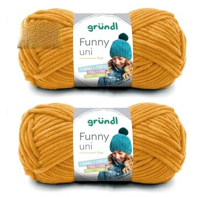 Gründl Wolle Funny uni Chenille Wolle 2 Knäuel 100 g, Senf Gründl Wolle Funny uni Chenille Wolle 2 Knäuel 100 g, Senf