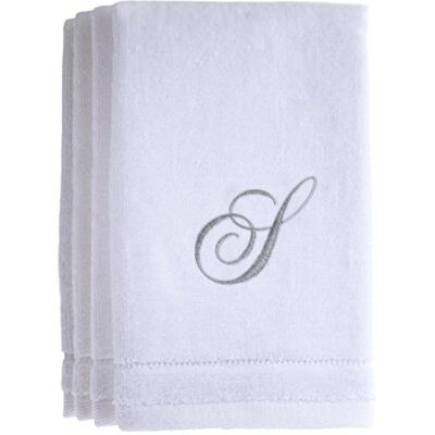 Creative Monogrammierte Handtücher, Fingerspitze, personalisiertes Geschenk, 28.9 x 45.7 cm, 4 Stück, silberne bestickte Handtücher, extra saugfähig, für Badezimmer/Küche/Spa, Initiale S (weiß) Creative Monogrammierte Handtücher, Fingerspitze, personalisiertes Geschenk, 28.9 x 45.7 cm, 4 Stück, silberne bestickte Handtücher, extra saugfähig, für Badezimmer/Küche/Spa, Initiale S (weiß)