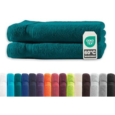 Müskaan ® 2er Handtuch Set Petrol, 100% Baumwolle, 70x140cm, 500g/m² – Öko-Tex, Frottee Handtücher Set Baumwolle, Duschtücher 70x140cm, Handtuchset Blau für Bad, 60°C waschbar, Frotteetücher Müskaan ® 2er Handtuch Set Petrol, 100% Baumwolle, 70x140cm, 500g/m² – Öko-Tex, Frottee Handtücher Set Baumwolle, Duschtücher 70x140cm, Handtuchset Blau für Bad, 60°C waschbar, Frotteetücher
