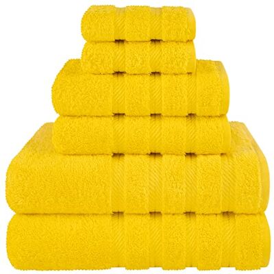 American Soft Linen Luxuriöses 6-teiliges Handtuch-Set, 2 Badetücher, 2 Handtücher, 2 Waschlappen, 100% Baumwolle, türkische Handtücher für Badezimmer, Gelb American Soft Linen Luxuriöses 6-teiliges Handtuch-Set, 2 Badetücher, 2 Handtücher, 2 Waschlappen, 100% Baumwolle, türkische Handtücher für Badezimmer, Gelb