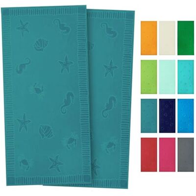 ZOLLNER Strandtuch hautfreundliches und saugstarkes Handtuch in 100x200 cm waschbar bis 60°C Baumwolle in Petrol eingewebte Meerestiermotive Oeko Tex® Zertifiziert ZOLLNER Strandtuch hautfreundliches und saugstarkes Handtuch in 100x200 cm waschbar bis 60°C Baumwolle in Petrol eingewebte Meerestiermotive Oeko Tex® Zertifiziert