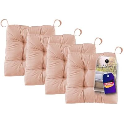 Traumnacht Premium Stuhlkissen Sitzkissen 4er Set 38x40x7 cm Baumwollbezug Weich & formstabil Öko-Tex Zertifiziert Deutscher Qualitätsstandard Rosé Traumnacht Premium Stuhlkissen Sitzkissen 4er Set 38x40x7 cm Baumwollbezug Weich & formstabil Öko-Tex Zertifiziert Deutscher Qualitätsstandard Rosé