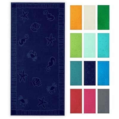 ZOLLNER Strandtuch hautfreundliches und saugstarkes Handtuch in 100x200 cm waschbar bis 60°C Baumwolle in blau eingewebte Meerestiermotive Oeko Tex® Zertifiziert ZOLLNER Strandtuch hautfreundliches und saugstarkes Handtuch in 100x200 cm waschbar bis 60°C Baumwolle in blau eingewebte Meerestiermotive Oeko Tex® Zertifiziert