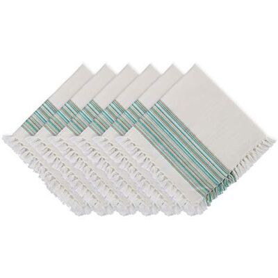 DII Everyday Collection Servietten-Set mit Fransen, gestreift, 50 x 50 cm, Blaugrün DII Everyday Collection Servietten-Set mit Fransen, gestreift, 50 x 50 cm, Blaugrün