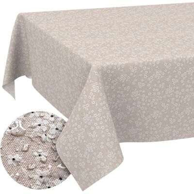 ANRO Stoff Tischdecke Tischwäsche Textil Tischtuch Baumwolle Polyester Gewebe abwaschbar pflegeleicht, in rund oval eckig Violen Beige 100x140cm Schnittkante ANRO Stoff Tischdecke Tischwäsche Textil Tischtuch Baumwolle Polyester Gewebe abwaschbar pflegeleicht, in rund oval eckig Violen Beige 100x140cm Schnittkante