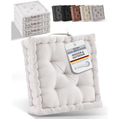 Beautissu 4er Set Bodenkissen Sitzkissen aus Baumwolle mit Tragegriff 50x50cm 10cm dickes Matratzenkissen Natur 100% Stuhlkissen extra dicke Sitzauflagen Boden Indoor Outdoor Sitzpolster Mila Beautissu 4er Set Bodenkissen Sitzkissen aus Baumwolle mit Tragegriff 50x50cm 10cm dickes Matratzenkissen Natur 100% Stuhlkissen extra dicke Sitzauflagen Boden Indoor Outdoor Sitzpolster Mila
