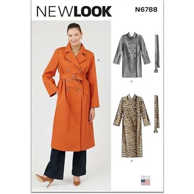 New Look Schnittmuster UN6788A Damen-Trenchcoat in zwei Längen und Gürtel A (XS-S-M-L-XL-XXL) New Look Schnittmuster UN6788A Damen-Trenchcoat in zwei Längen und Gürtel A (XS-S-M-L-XL-XXL)