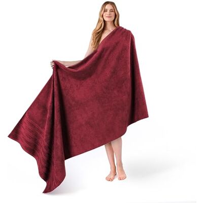 American Soft Linen Jumbo-Badetücher, 100% Baumwolle, türkisches Badetuch, übergroßes Luxus-Badetuch für Badezimmer, Strand und Pool, 76,2 x 177,9 cm, Bordeaux American Soft Linen Jumbo-Badetücher, 100% Baumwolle, türkisches Badetuch, übergroßes Luxus-Badetuch für Badezimmer, Strand und Pool, 76,2 x 177,9 cm, Bordeaux