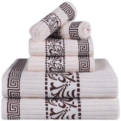 Superior 6-teiliges Handtuch-Set aus Baumwolle, dekoratives griechisches Muster, für Zuhause, saugfähige Handtücher, Badedekoration, Spa, Resort, inklusive 2 Händen, 2 Gesichts- und 2 Badetüchern, Superior 6-teiliges Handtuch-Set aus Baumwolle, dekoratives griechisches Muster, für Zuhause, saugfähige Handtücher, Badedekoration, Spa, Resort, inklusive 2 Händen, 2 Gesichts- und 2 Badetüchern,