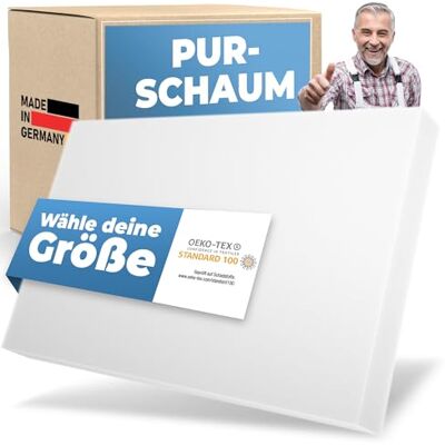 saarschaum • PUR Schaumstoffplatte • Wähle Raumgewicht und Stärke • RG 3555 202x122x1cm • Schaumstoff meterware • auflagen, Kissen & Polster saarschaum • PUR Schaumstoffplatte • Wähle Raumgewicht und Stärke • RG 3555 202x122x1cm • Schaumstoff meterware • auflagen, Kissen & Polster