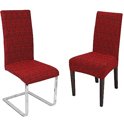 BEAUTEX Stuhlhusse Strick-Jacquard Stretch 2er Set Barock Rot 60% Baumwolle, 38% Polyester, 2% Elasthan, 240 g/m², sicherer Rundum-Gummizug, 30 °C waschbar, formstabil & langlebig BEAUTEX Stuhlhusse Strick-Jacquard Stretch 2er Set Barock Rot 60% Baumwolle, 38% Polyester, 2% Elasthan, 240 g/m², sicherer Rundum-Gummizug, 30 °C waschbar, formstabil & langlebig