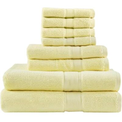 Madison Park 800GSM Luxuriöses Badetuch-Set, 800 g/m², 100% Baumwolle, gelb, 30 x 54 Madison Park 800GSM Luxuriöses Badetuch-Set, 800 g/m², 100% Baumwolle, gelb, 30 x 54