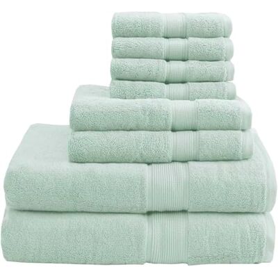 Madison Park Signature Luxuriöses Badetuch-Set, 800 g/m², 100% Baumwolle, sehr saugfähig, schnell trocknend, Hotel- und Spa-Qualität für Badezimmer, Verschiedene Größen, Meeresschaum, 8-teilig Madison Park Signature Luxuriöses Badetuch-Set, 800 g/m², 100% Baumwolle, sehr saugfähig, schnell trocknend, Hotel- und Spa-Qualität für Badezimmer, Verschiedene Größen, Meeresschaum, 8-teilig