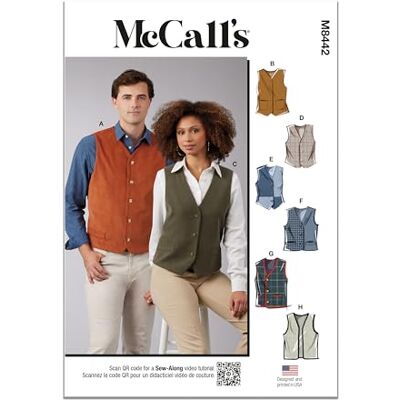 Mc Call McCall's Schnittmuster M8442 gefütterte Weste für Damen und Herren Mc Call McCall's Schnittmuster M8442 gefütterte Weste für Damen und Herren