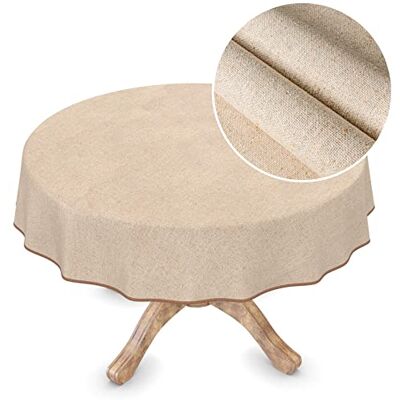 ANRO Wachstuchtischdecke Textil Tischdecke Wachstuch abwaschbar Leinenoptik Beige Uni Nachhaltig Rund 140cm Wachstischdecke wasserabweisend Gartentischdecke Meterware pflegeleicht Lotuseffekt ANRO Wachstuchtischdecke Textil Tischdecke Wachstuch abwaschbar Leinenoptik Beige Uni Nachhaltig Rund 140cm Wachstischdecke wasserabweisend Gartentischdecke Meterware pflegeleicht Lotuseffekt