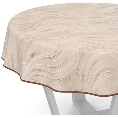 ANRO Wachstuchtischdecke Wachstischdecke Wachstuch Tischdecke abwaschbar Gartentischdecke Abstrakt Beige Rund 140cm mit Saum (Eingefasst) ANRO Wachstuchtischdecke Wachstischdecke Wachstuch Tischdecke abwaschbar Gartentischdecke Abstrakt Beige Rund 140cm mit Saum (Eingefasst)